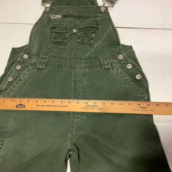 Women's Vintage Y2K Squeeze Denim Bib Overalls Size Small 100% Greenish Gray - Picture 10 of 11